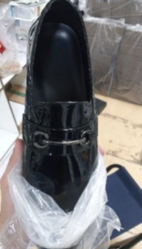 ferragamo Patent Black Moccasin