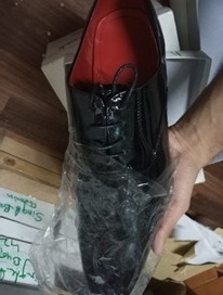 Patent Black Shoe Inner Sole Red