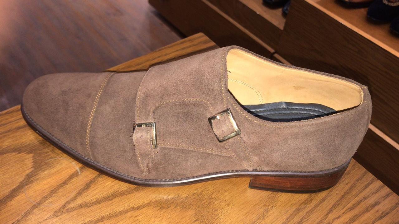 Double Monk Strap Suede Brown