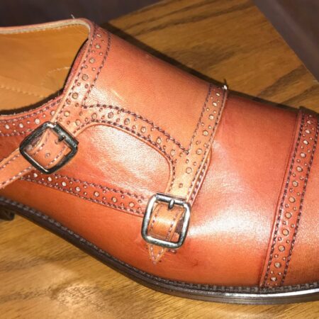 Double Monk Strap Cap Toe Brouge Orange