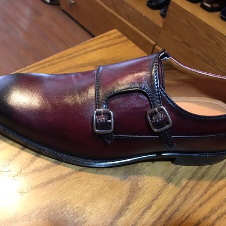 Double Monk Strap Cap Toe Burgundy