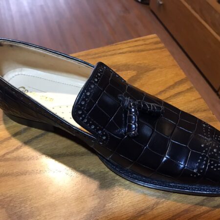 Tussel Loafer Crocodile with Brouge Black