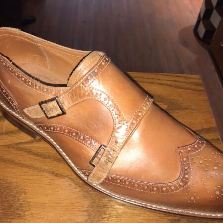 Double Monk Strap Wing Tip Brouge Brown