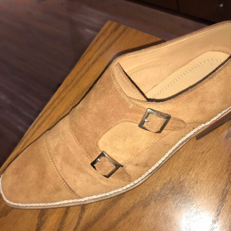 Double Monk Strap Suede Camel