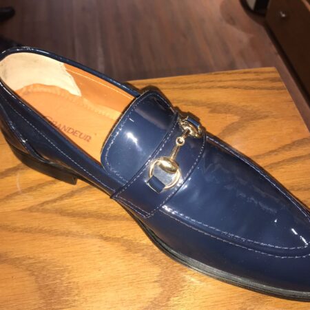 Patent moccasin ferragamo Blue