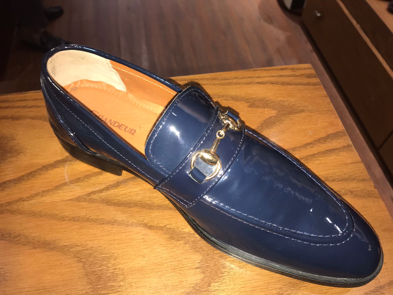 Patent moccasin ferragamo Blue