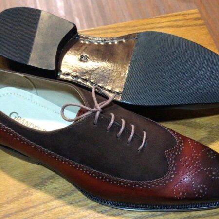 Half Suede Lace up wing tip Brouge shoe